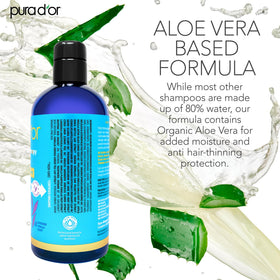 PURA D'OR shampoo in hand being applied to scalp for stronger hair