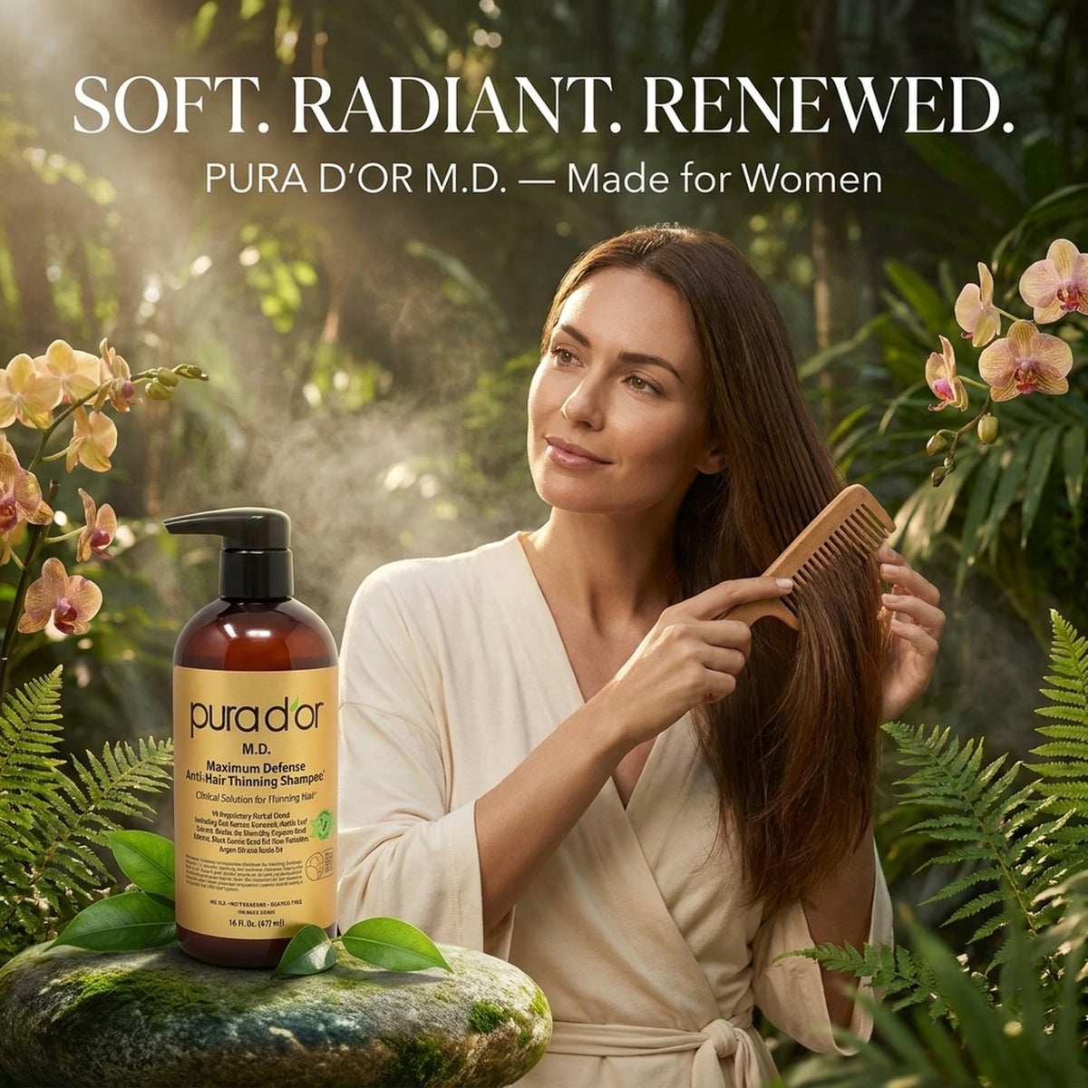PURA D'OR rich lather texture demonstrating conditioning action