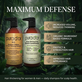 PURA D'OR shampoo on hand showing lather and nutrient-rich texture