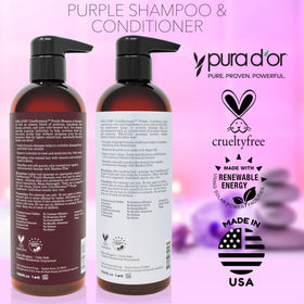 PURA D'OR 16 oz bottle held in hand to show true size for lasting at-home maintenance