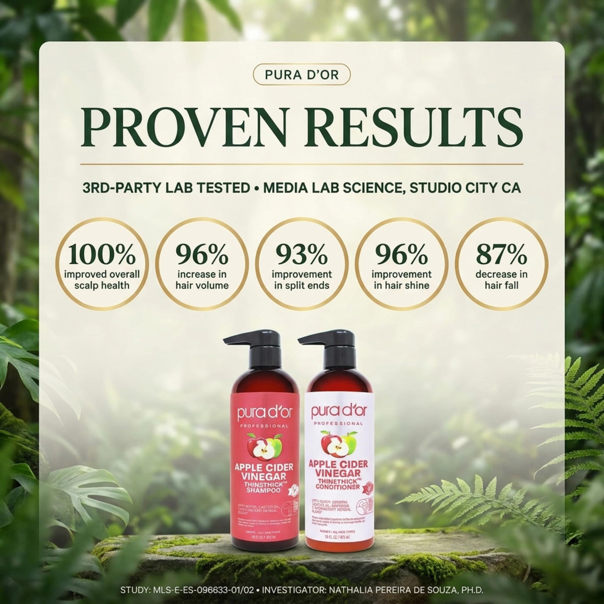 PURA D'OR 16oz bottle held in hand to display true size and convenience