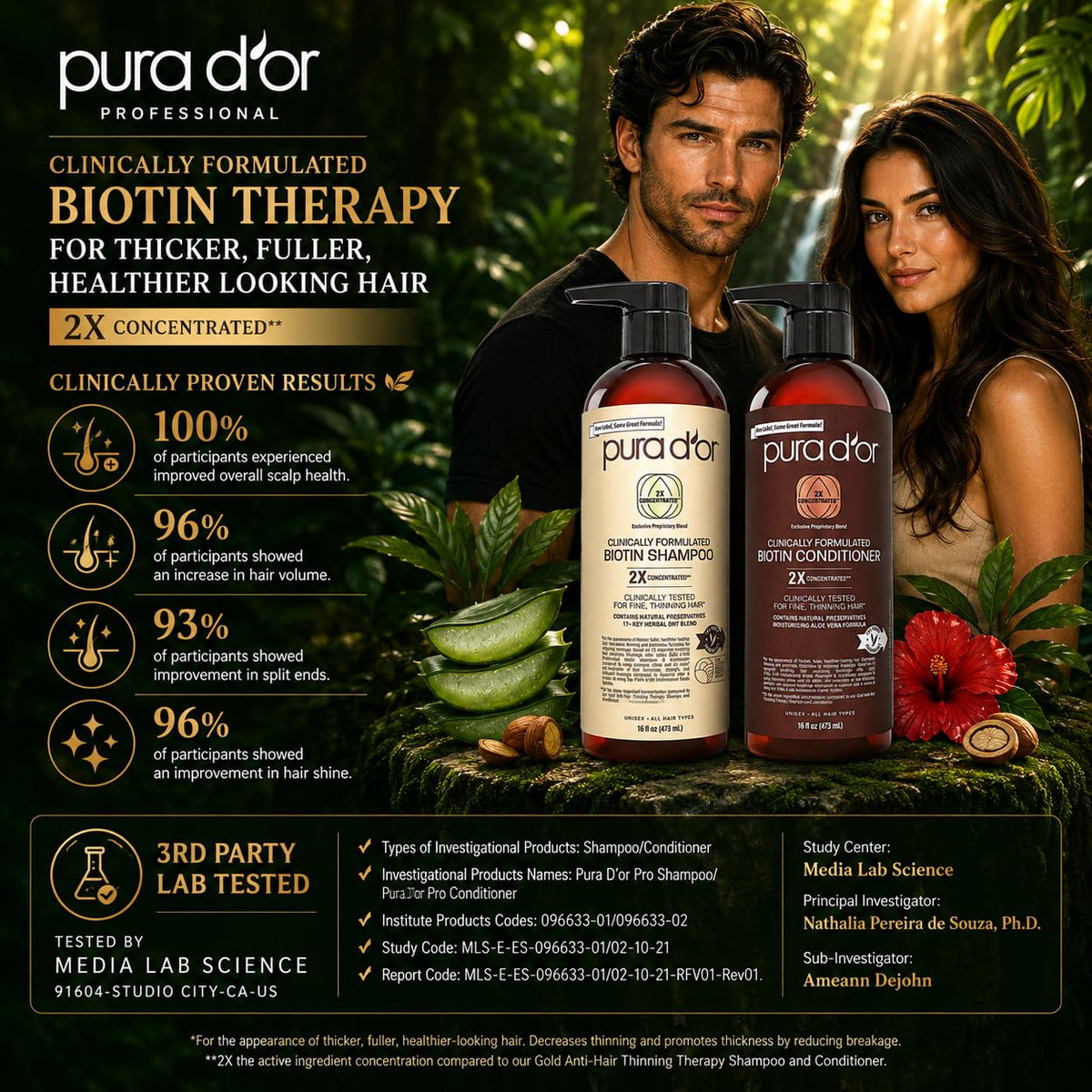 PURA D'OR bottles next to a ruler demonstrating 16oz scale and value benefit