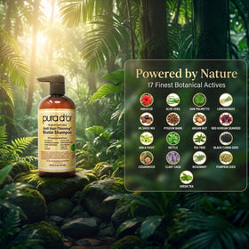 PURA D'OR 16 oz bottle next to common items for size and scale clarity