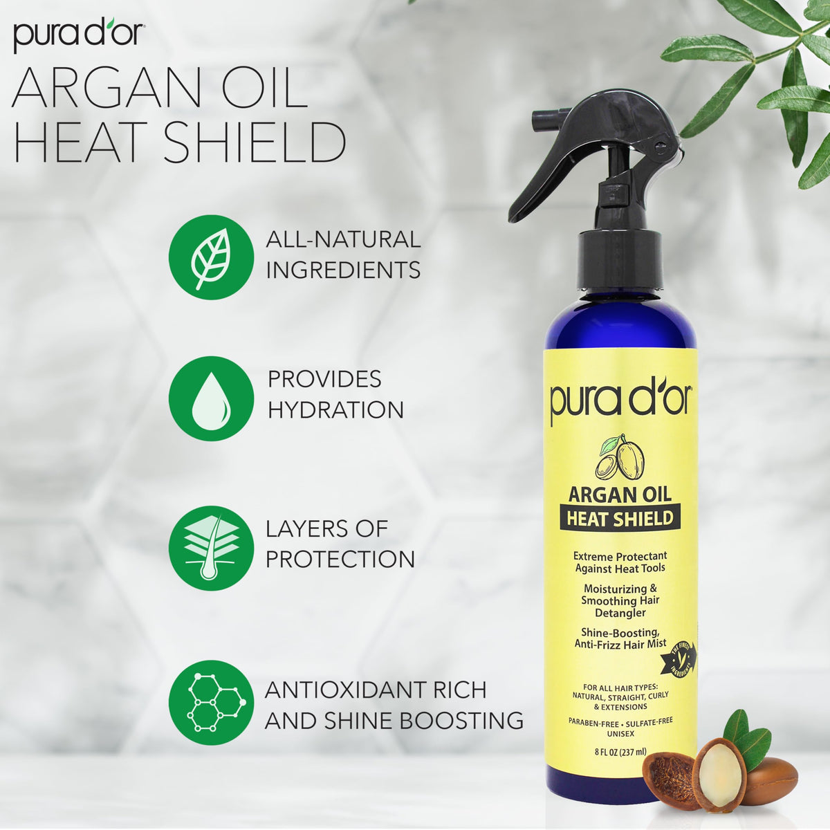 PURA D'OR fine mist close-up illustrating lightweight thermal protection
