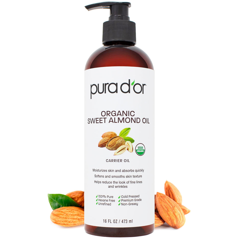 PURA D'OR front bottle showing label and 16 oz size for clean ingredient clarity