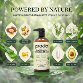 PURA D'OR creamy conditioner texture showing rich moisturizing feel