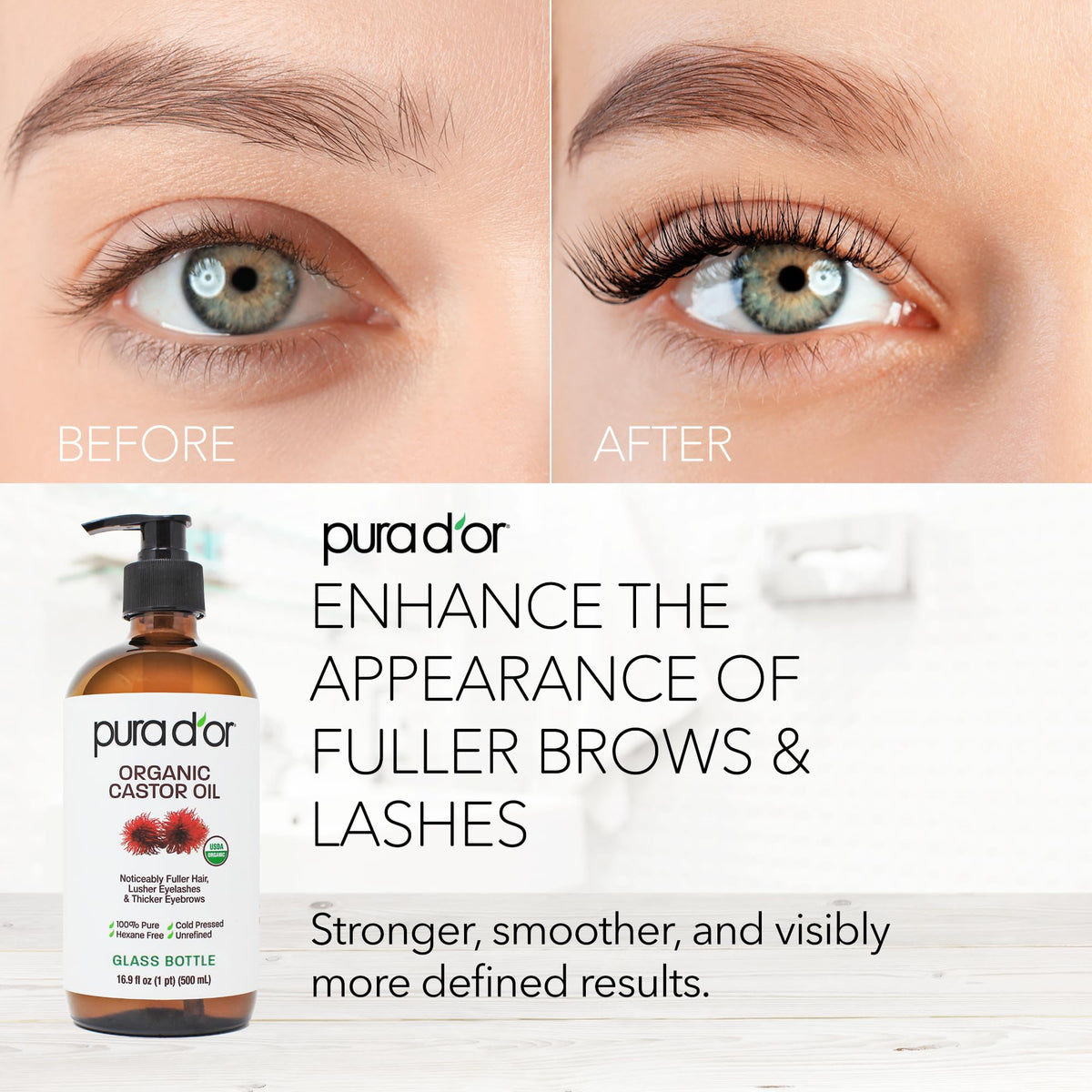 PURA D'OR oil drop on skin showing absorbent hydration and softening benefit