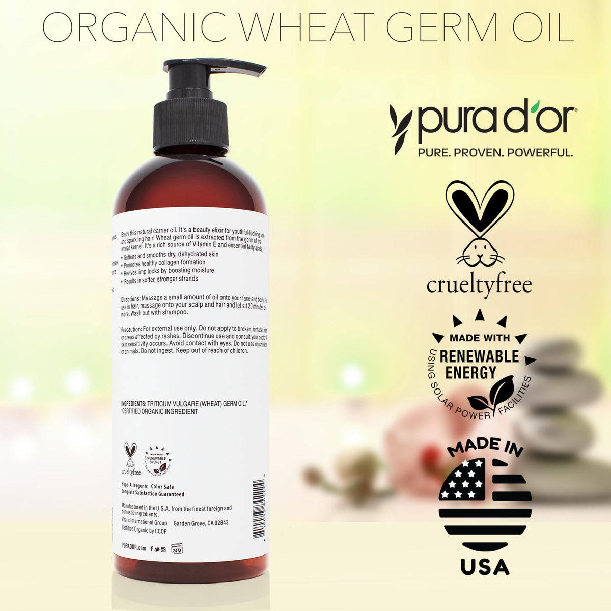 PURA D'OR label closeup highlighting USDA organic and cold-pressed benefit