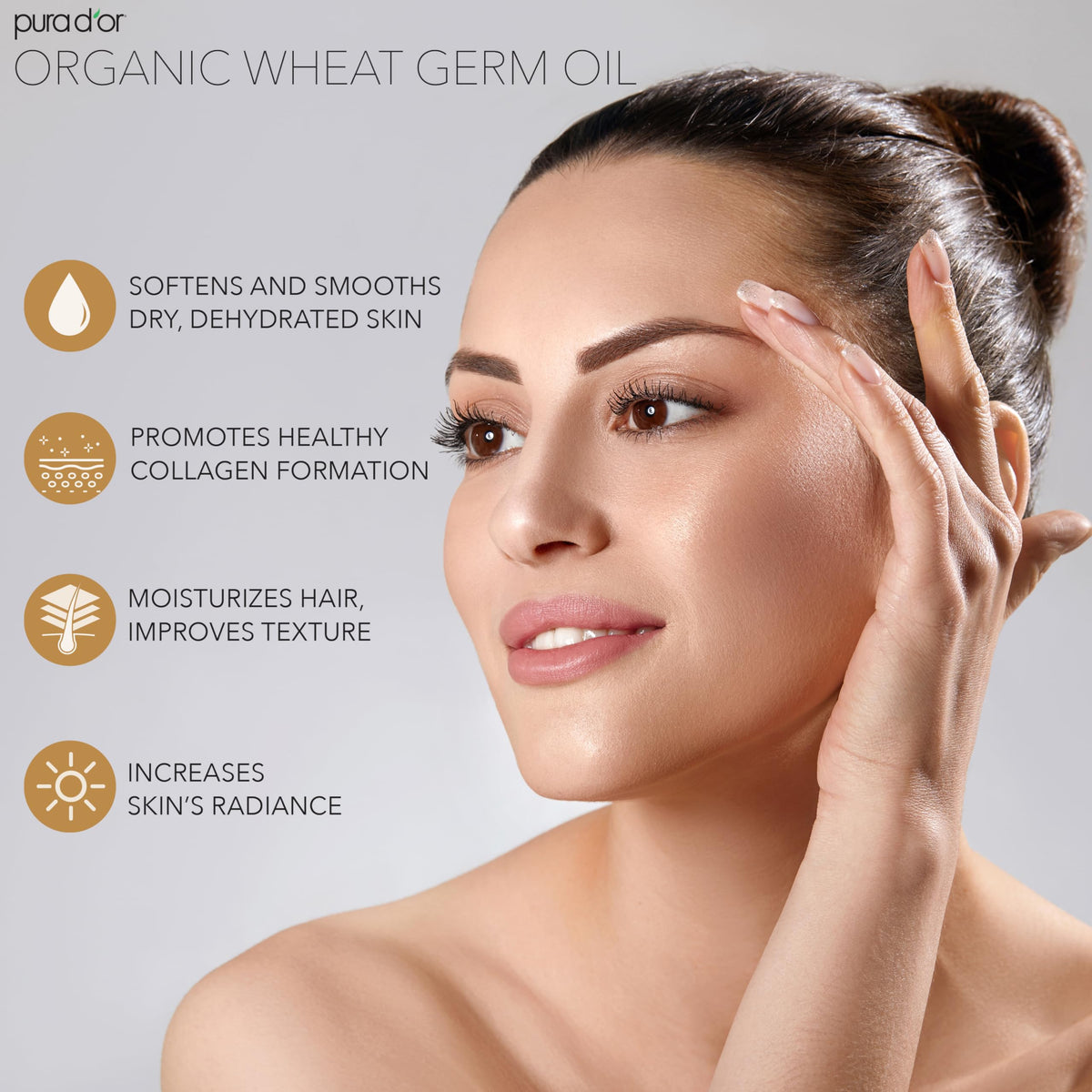 PURA D'OR oil pouring to show texture and moisturizing benefit