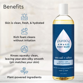 Puracy label and pump detail highlighting easy dispensing and clear ingredients