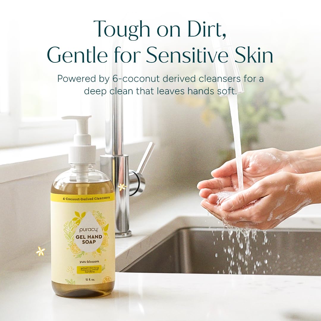 Puracy bottle label detail highlighting ingredients and gentle formulation benefits