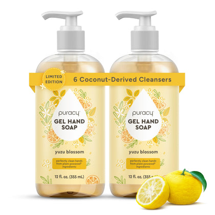 Puracy front packaging showing yuzu blossom bottles and benefit of uplifting clean