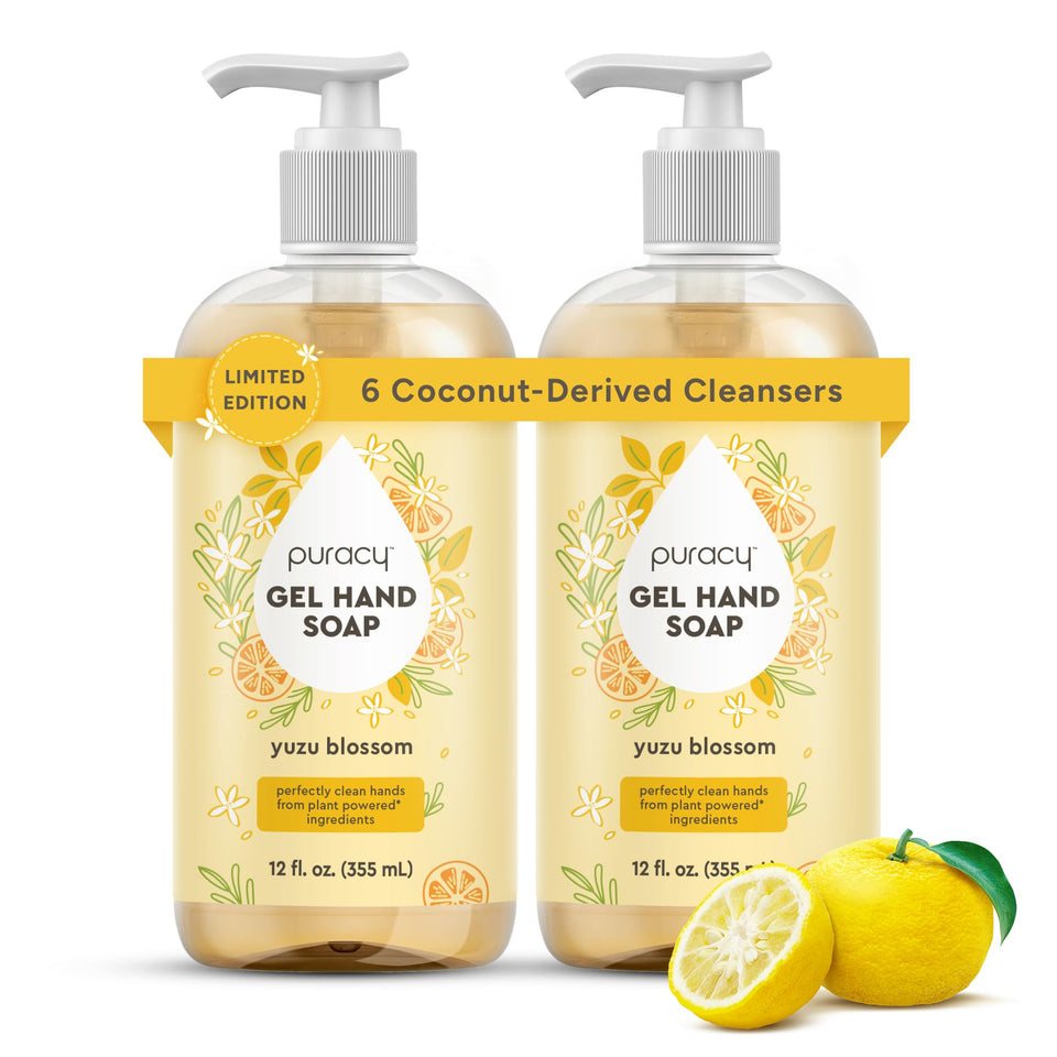 Puracy front packaging showing yuzu blossom bottles and benefit of uplifting clean