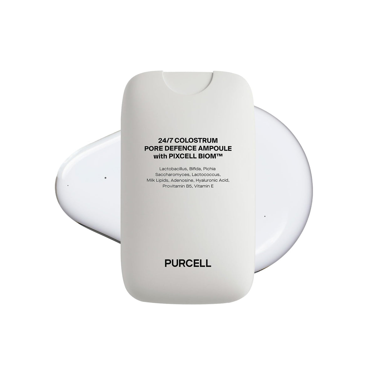 PURCELL front bottle shot showing sleek ampoule mist and portable size benefit