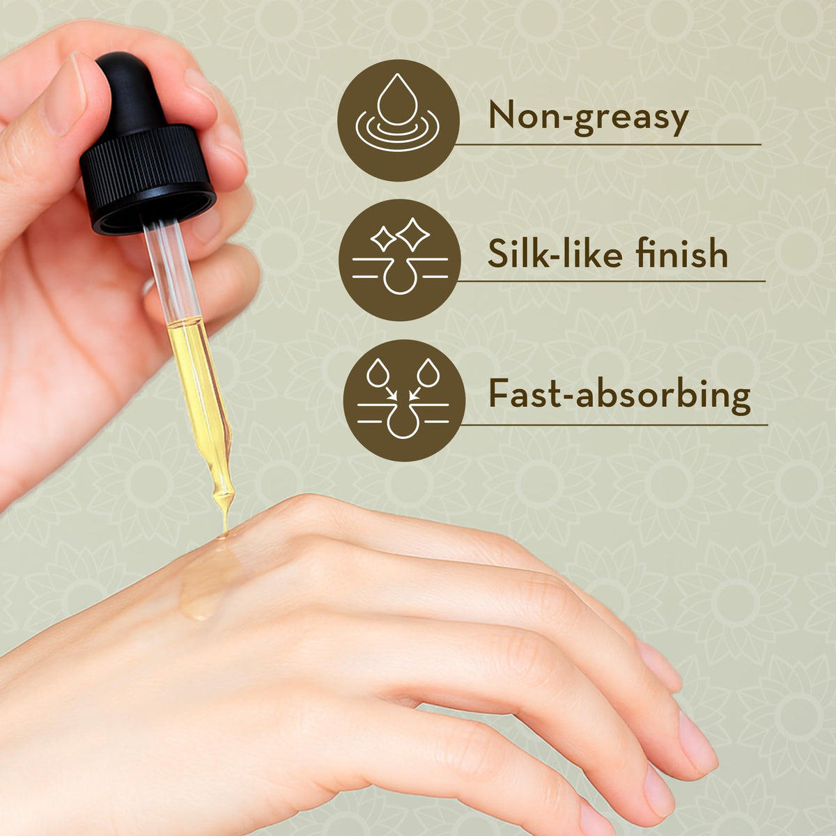 Pure Body Naturals dropper dispensing precise argan oil for controlled application