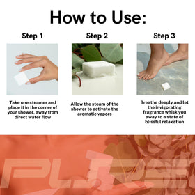 Pure Athlete steamer on shower shelf releasing eucalyptus scent for recovery