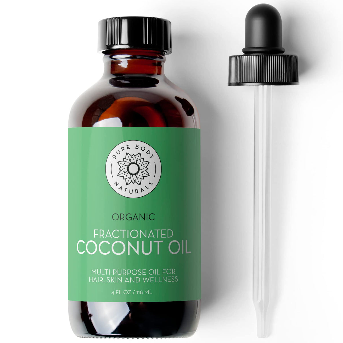 Pure Body Naturals amber bottle front showing clean organic label and size