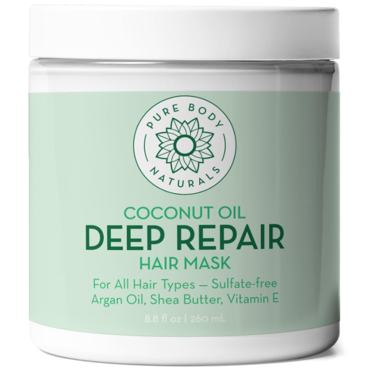 Pure Body Naturals jar front view showing label and size, highlighting clean ingredients