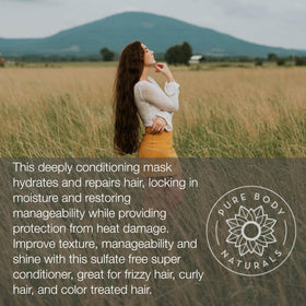 Pure Body Naturals open jar texture showing creamy coconut mask for deep moisture