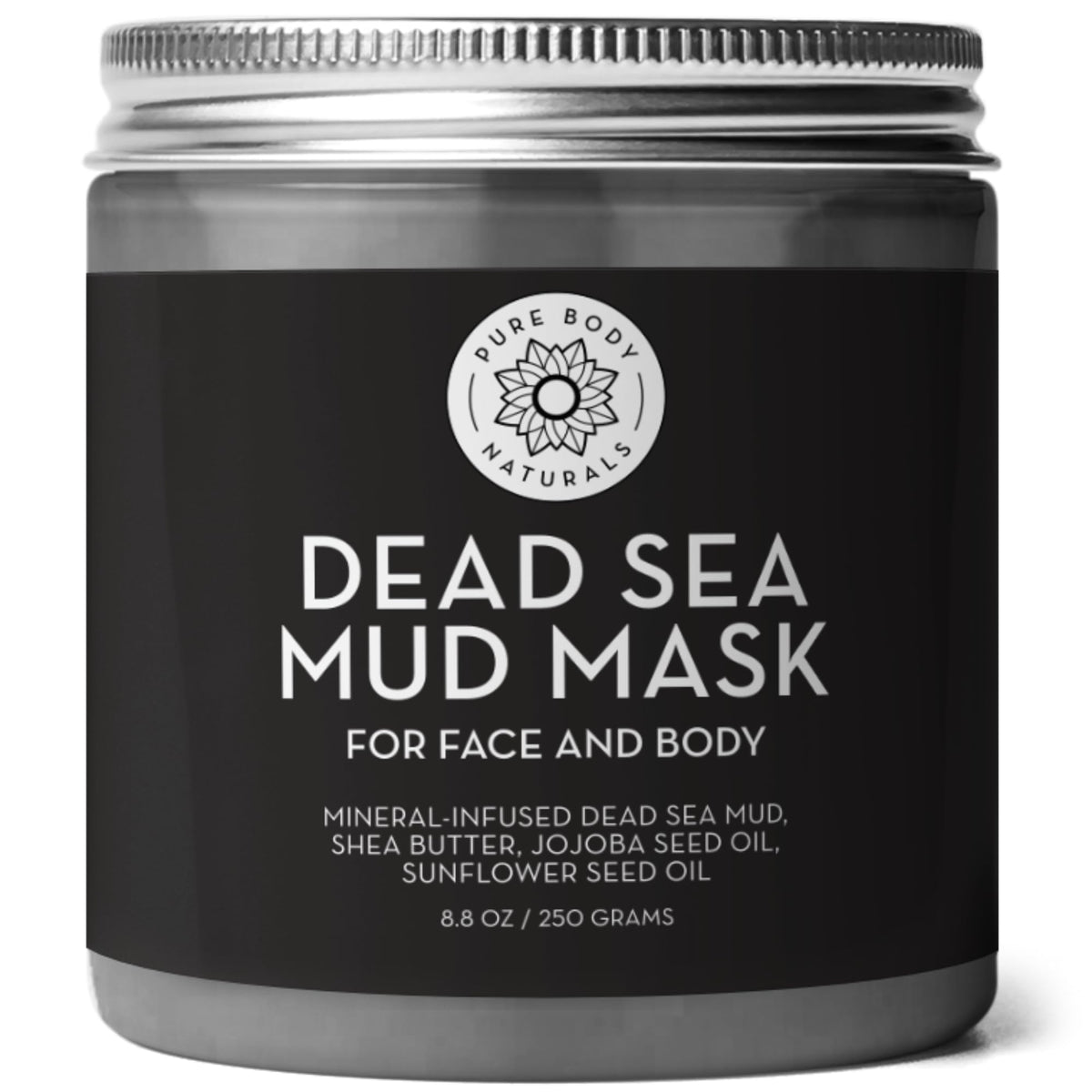 Pure Body Naturals tub front view showing product name and size for clear identification