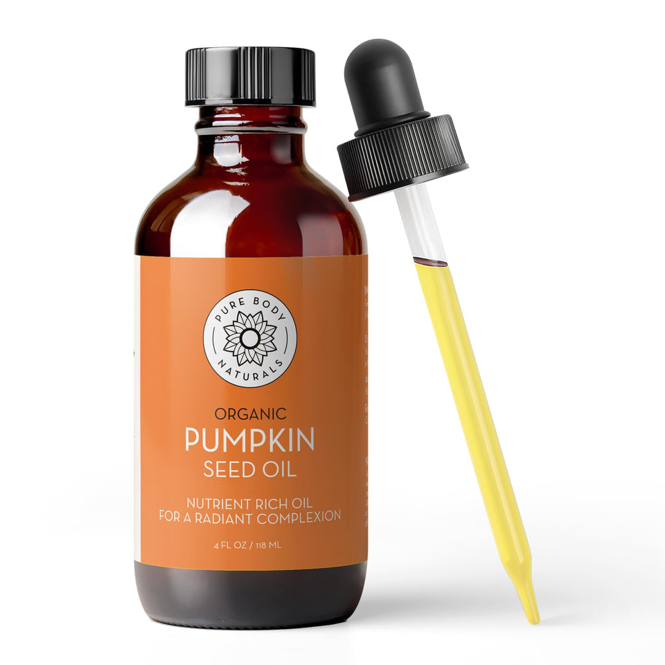 Pure Body Naturals front bottle showing amber glass protecting oil