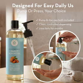 Pure Body Naturals almonds and oil showcasing California-grown source