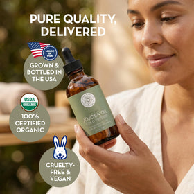Pure Body Naturals oil applied to hair ends to add shine and reduce frizz