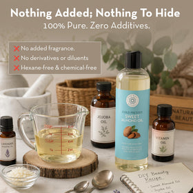 Pure Body Naturals bottle on counter in bathroom lifestyle setting