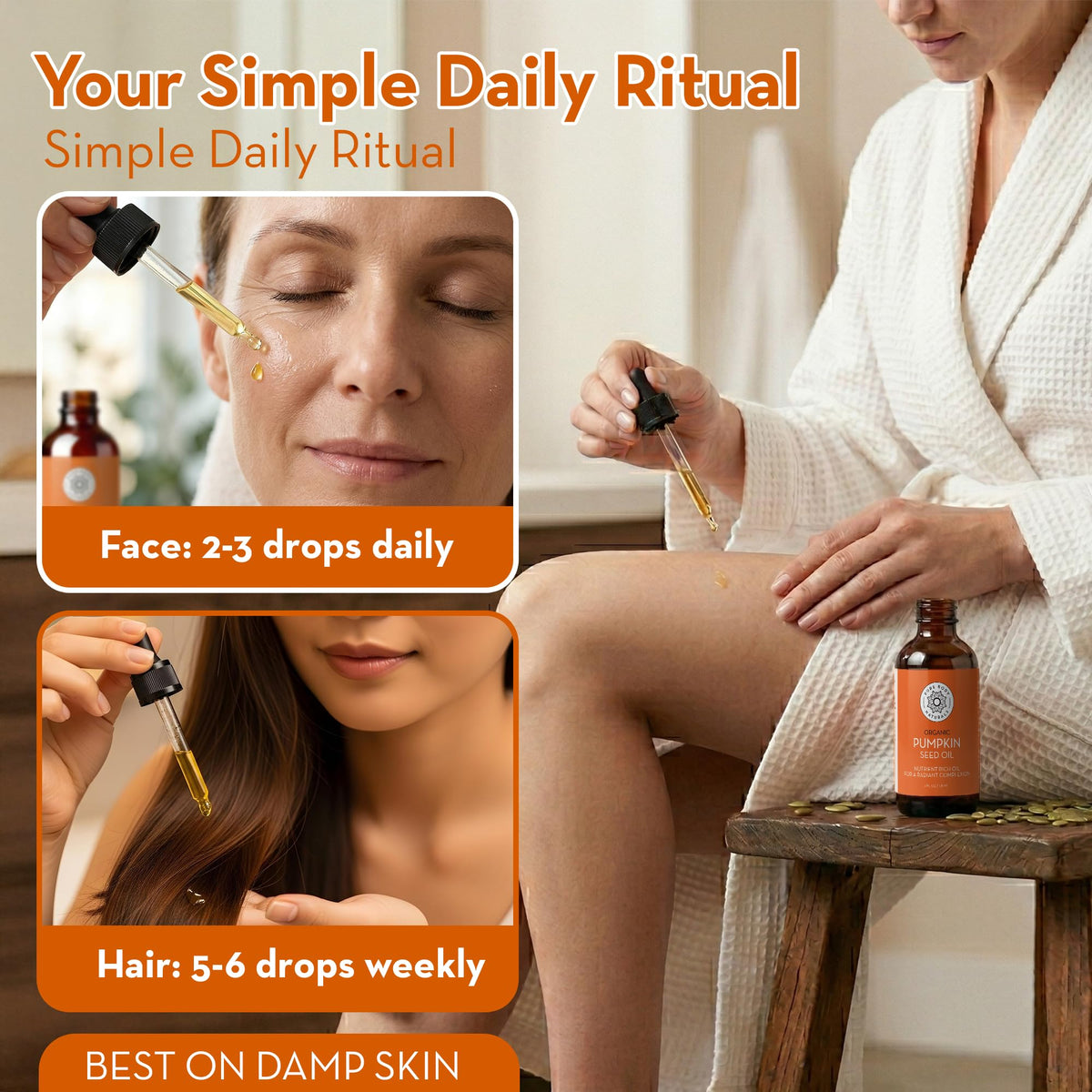 Pure Body Naturals applied to scalp demonstrating moisturizing benefit