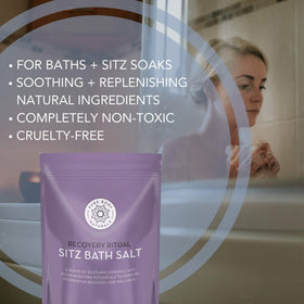Pure Body Naturals sitz basin in use demonstrating focused perineal soak