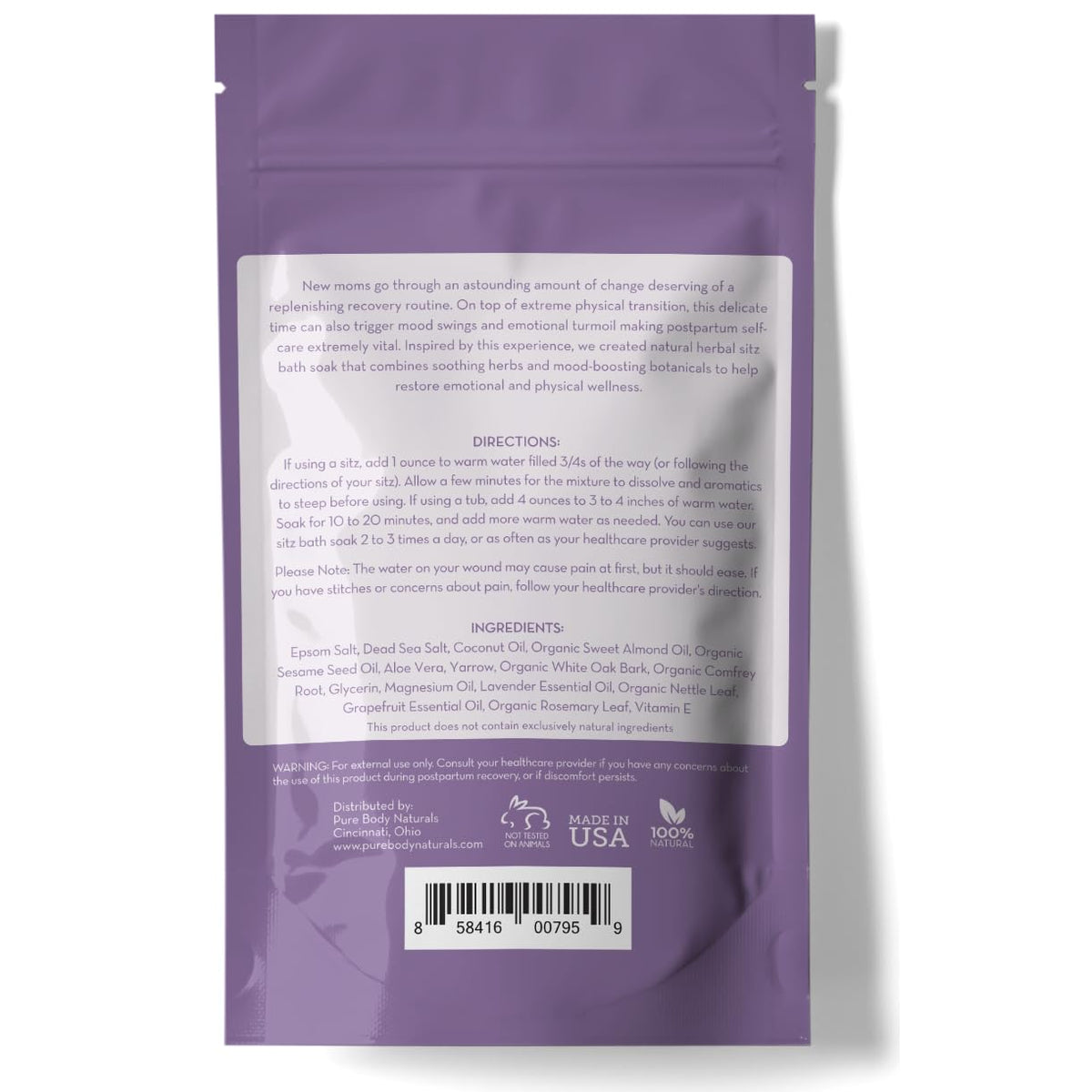 Pure Body Naturals in a sitz basin demonstrating comfortable targeted soak
