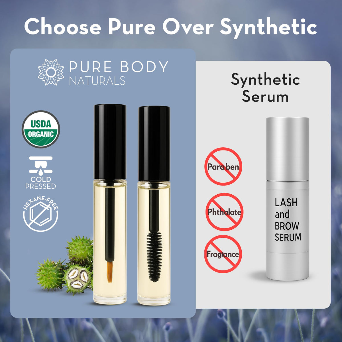 Pure Body Naturals two sealed 10ml tubes staged with a travel pouch for convenience