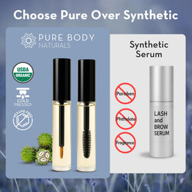 Pure Body Naturals two sealed 10ml tubes staged with a travel pouch for convenience