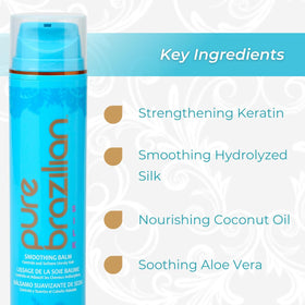 Pure Brazilian balm applied to damp hair, shows frizz control and improved manageability
