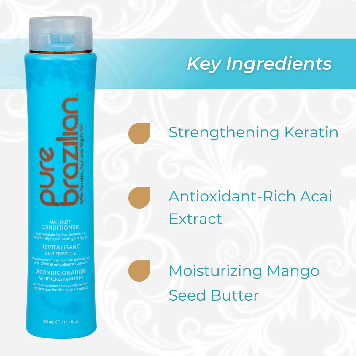 Pure Brazilian creamy conditioner texture highlighting rich moisture