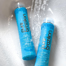 Pure Brazilian being applied to mid-lengths for smoother, stronger hair