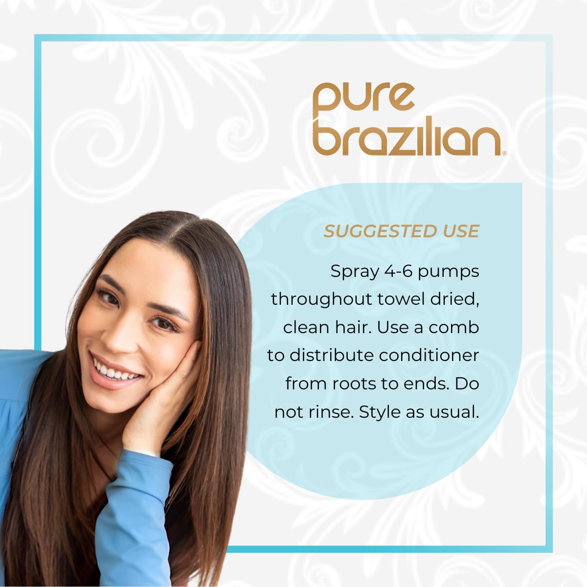 pure brazilian damp hair application demonstrating easier detangling and frizz control