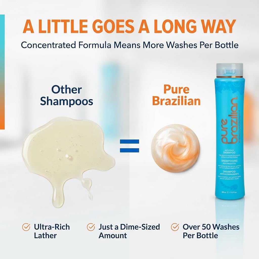 Pure Brazilian shampoo being applied to wet hair for easier detangling