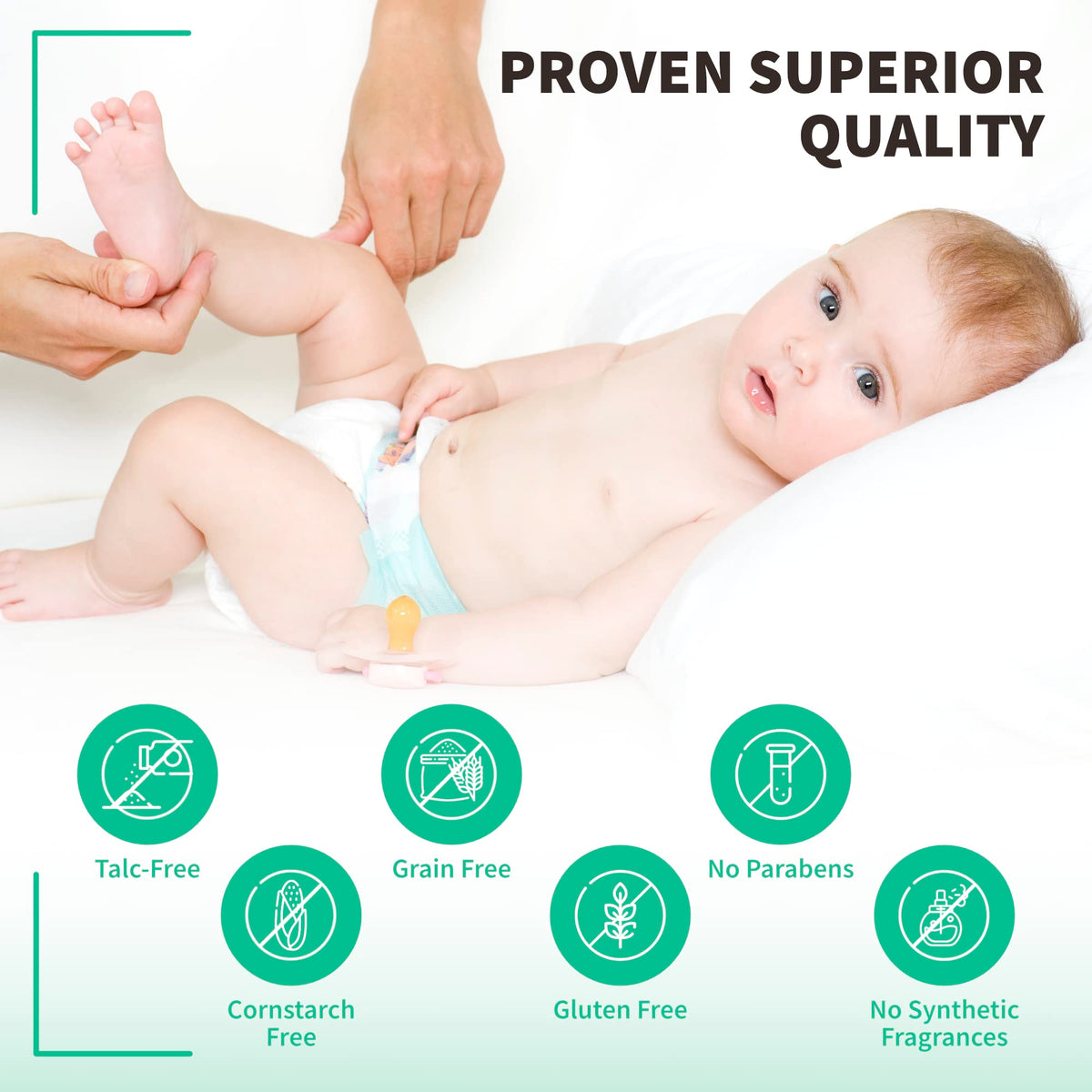 PURE CLAY applied during diaper change keeps sensitive skin dry
