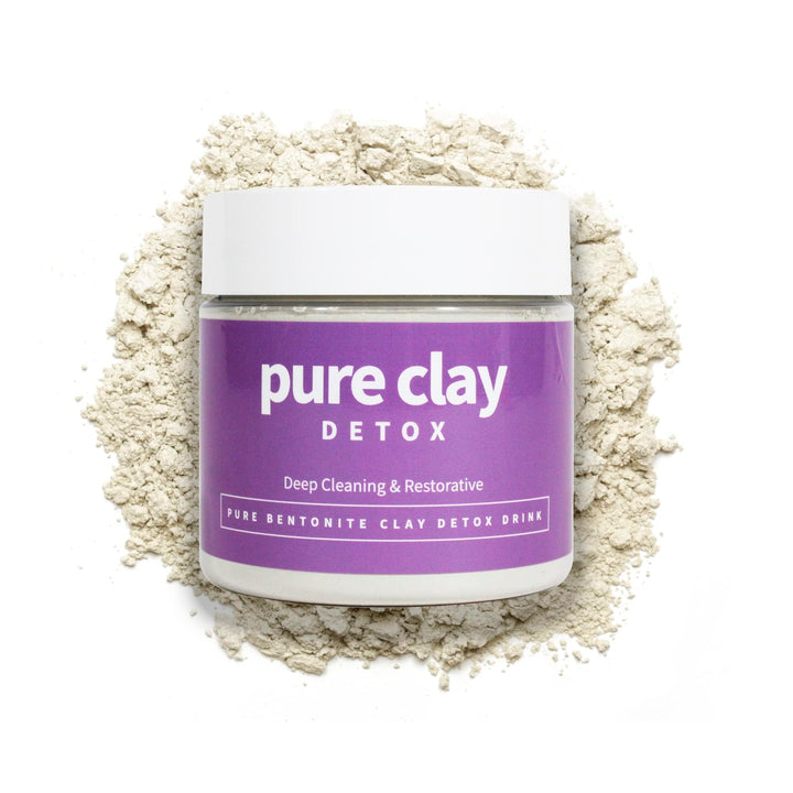 PURE CLAY front jar label showing product and purity benefits