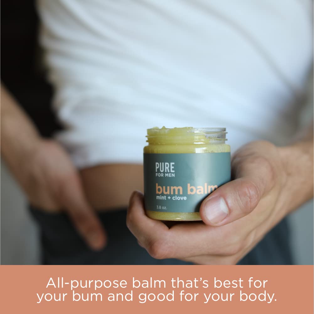 Pure for Men jar in hand showing 3.9 oz scale and travel-friendly size