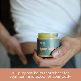 Pure for Men jar in hand showing 3.9 oz scale and travel-friendly size