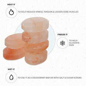 Pure Himalayan Salt Works stone with salt scrub demonstrating exfoliation and mineral nourishment