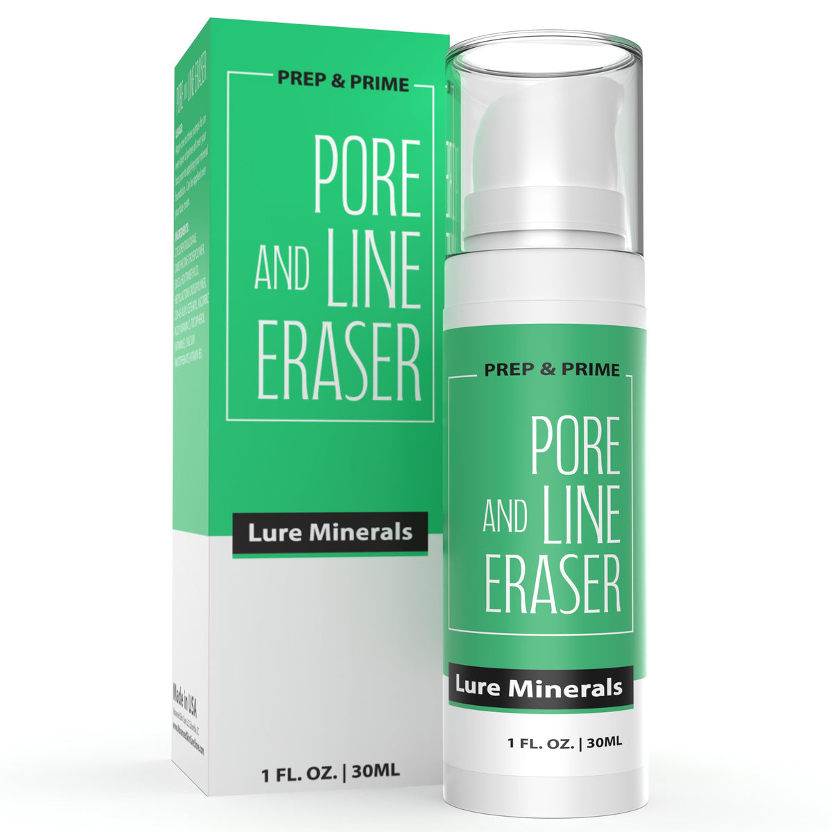 Pure Minerals primer before and after on cheek demonstrating pore smoothing