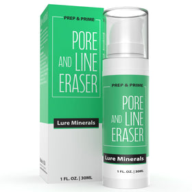 Pure Minerals primer before and after on cheek demonstrating pore smoothing