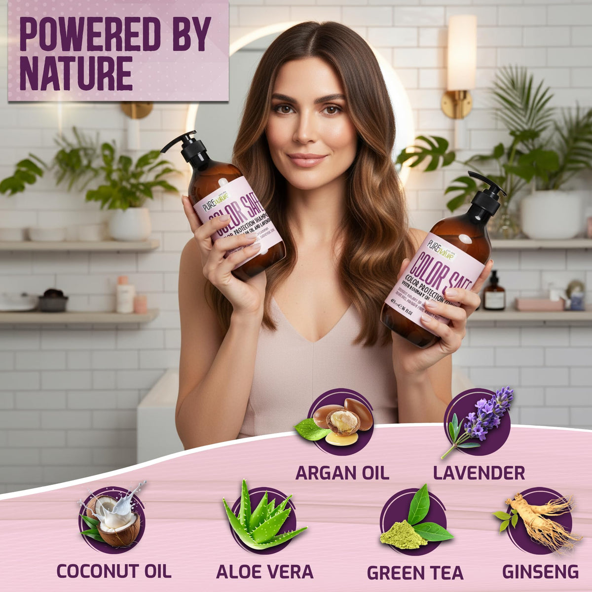 PURE NATURE LUX SPA conditioner creamy pour demonstrating hydration benefit