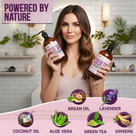 PURE NATURE LUX SPA conditioner creamy pour demonstrating hydration benefit