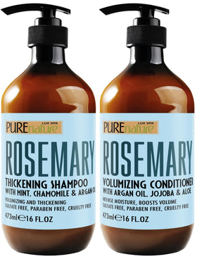 PURE NATURE LUX SPA front packaging showing rosemary mint volumizing duo benefits