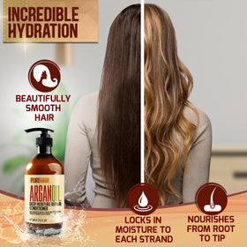 PURE NATURE LUX SPA before and after hair showing smoother shine