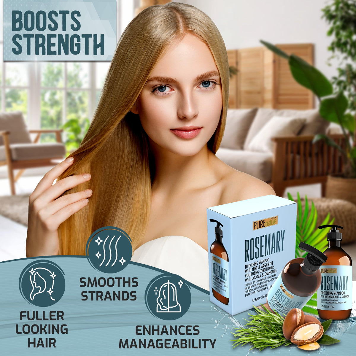 PURE NATURE LUX SPA scalp massage in use illustrating refreshed feeling and lift